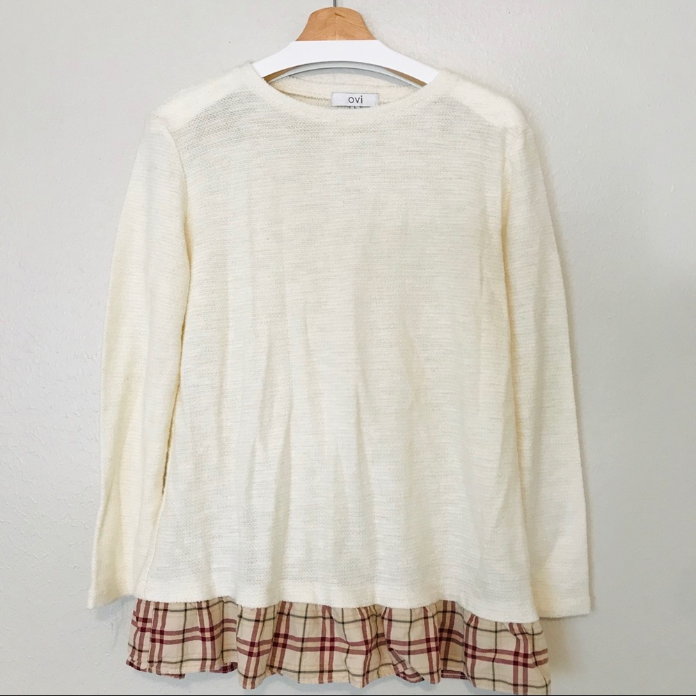 OVI Cream Knit Thin Sweater Blouse